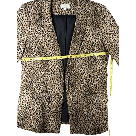 Leopard Blazer by Loft AnnTaylor Sz 10 Long Sleeve Open Front Streetwear Chic - Picture 3 of 6